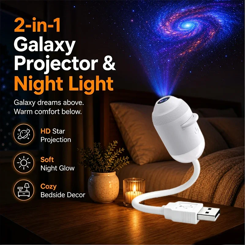 Star Projector Night - 2-in-1 USB Galaxie-Sternprojektor Nachtlicht 360° °
