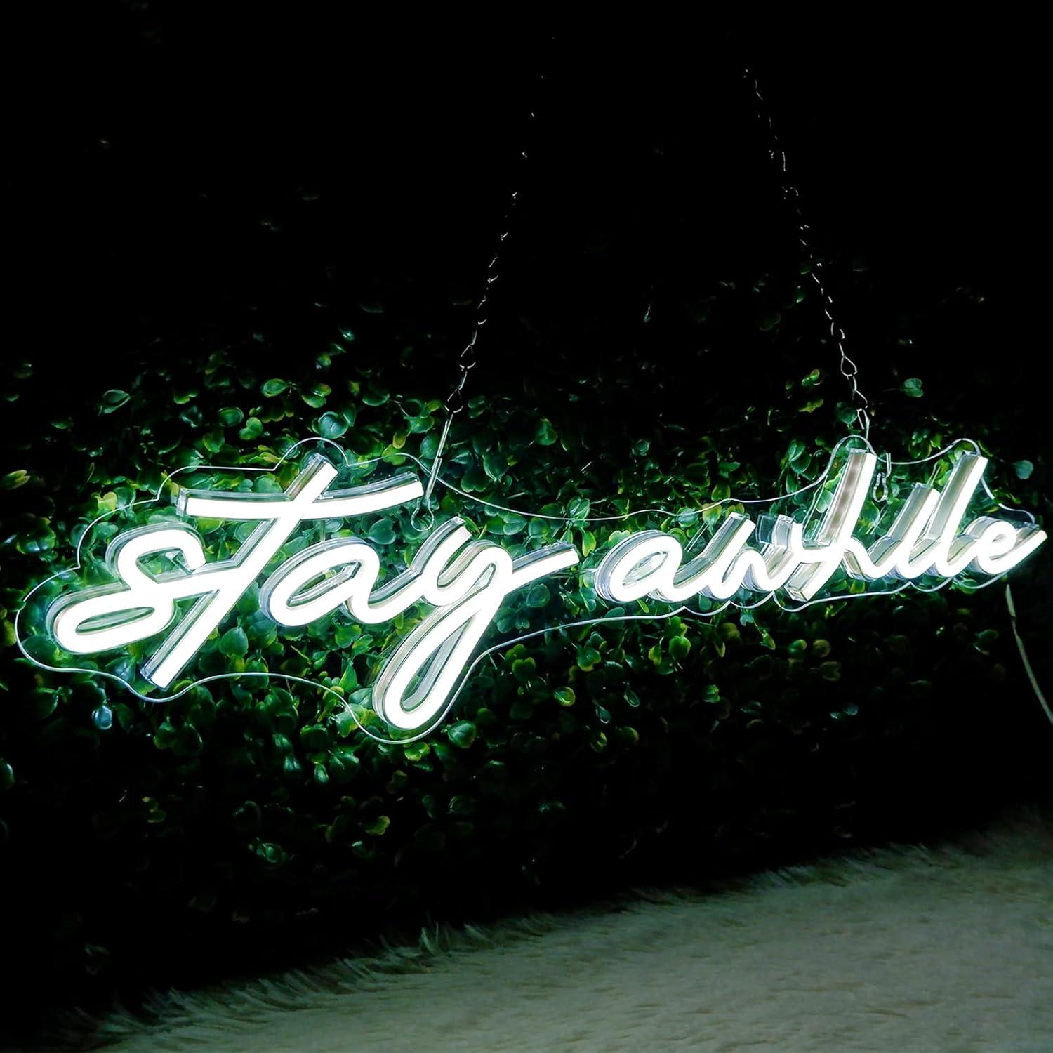 Stay Awhile Neon-Schilder USB  – Wall Decor Lighting Bewertung und Preis