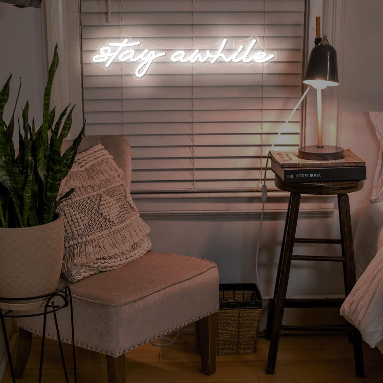 Stay Awhile Neon-Schilder USB  – Wall Decor Lighting Bewertung und Preis