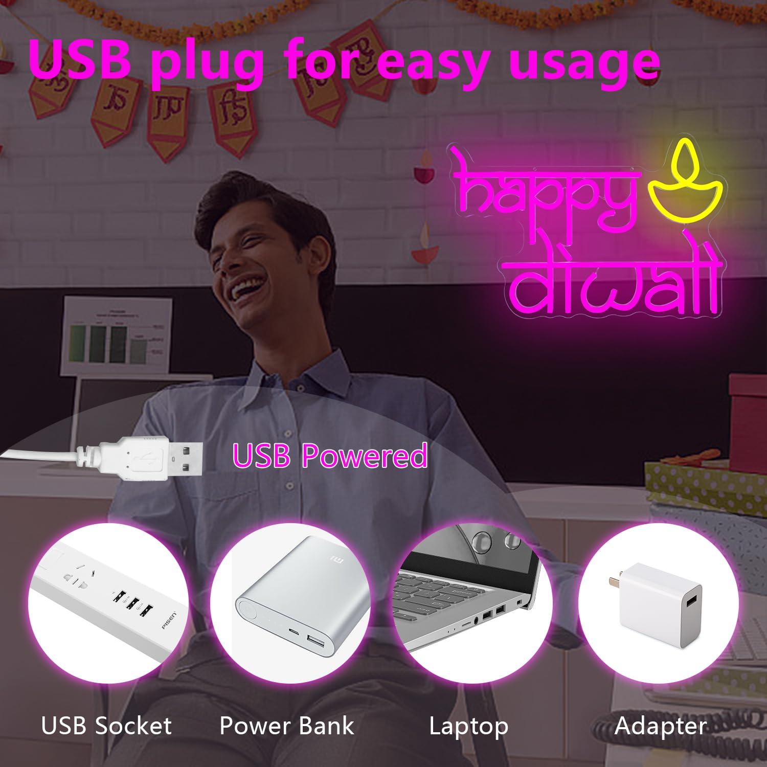 Fröhliches Diwali Neonschild U – Wall Decor Lighting Bewertung und Preis
