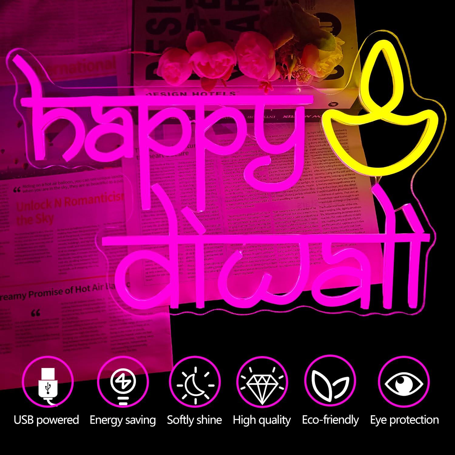 Fröhliches Diwali Neonschild U – Wall Decor Lighting Bewertung und Preis